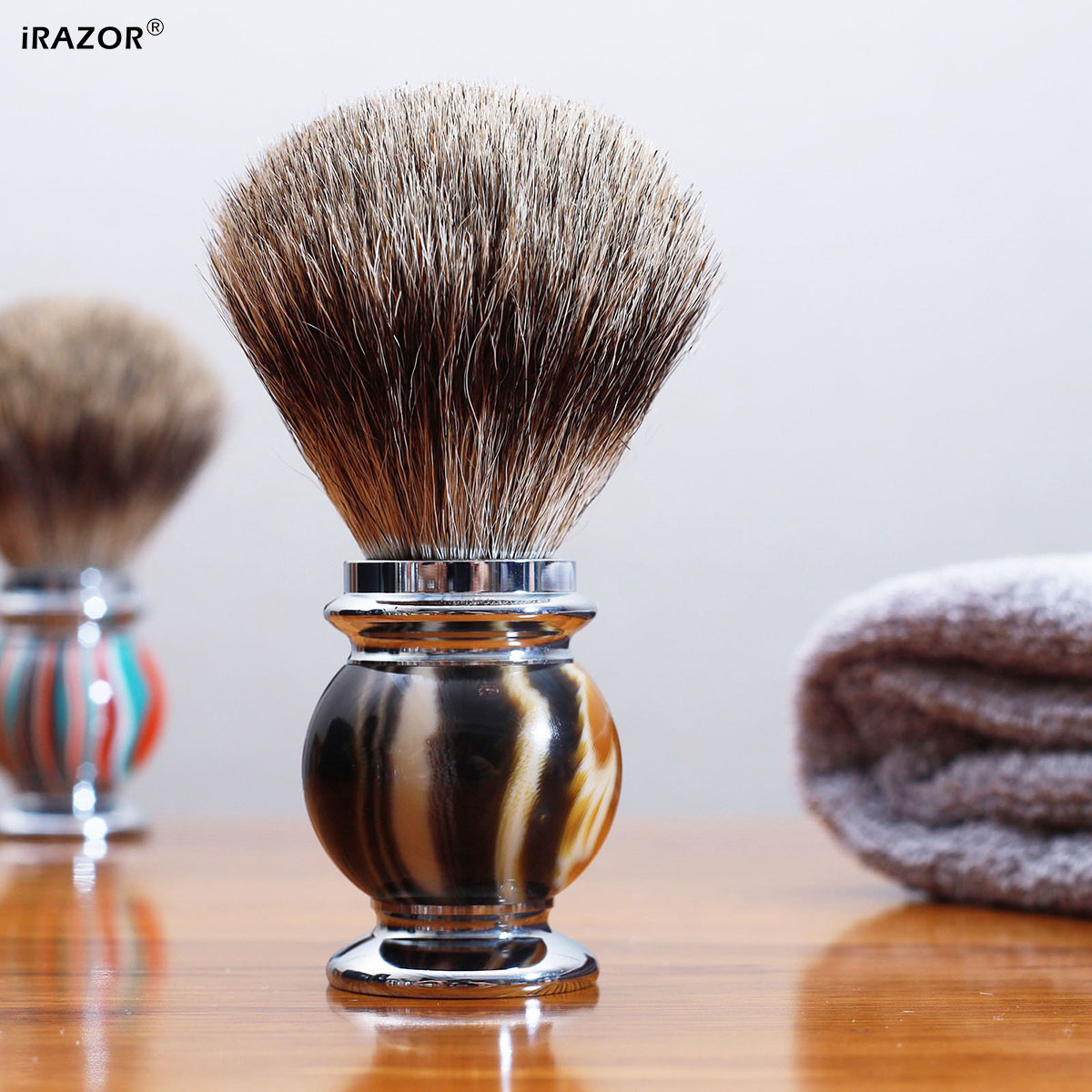 Mens Grooming Barber - فرشاة حلاقة iRAZOR Silvertip للرجال، فرشاة